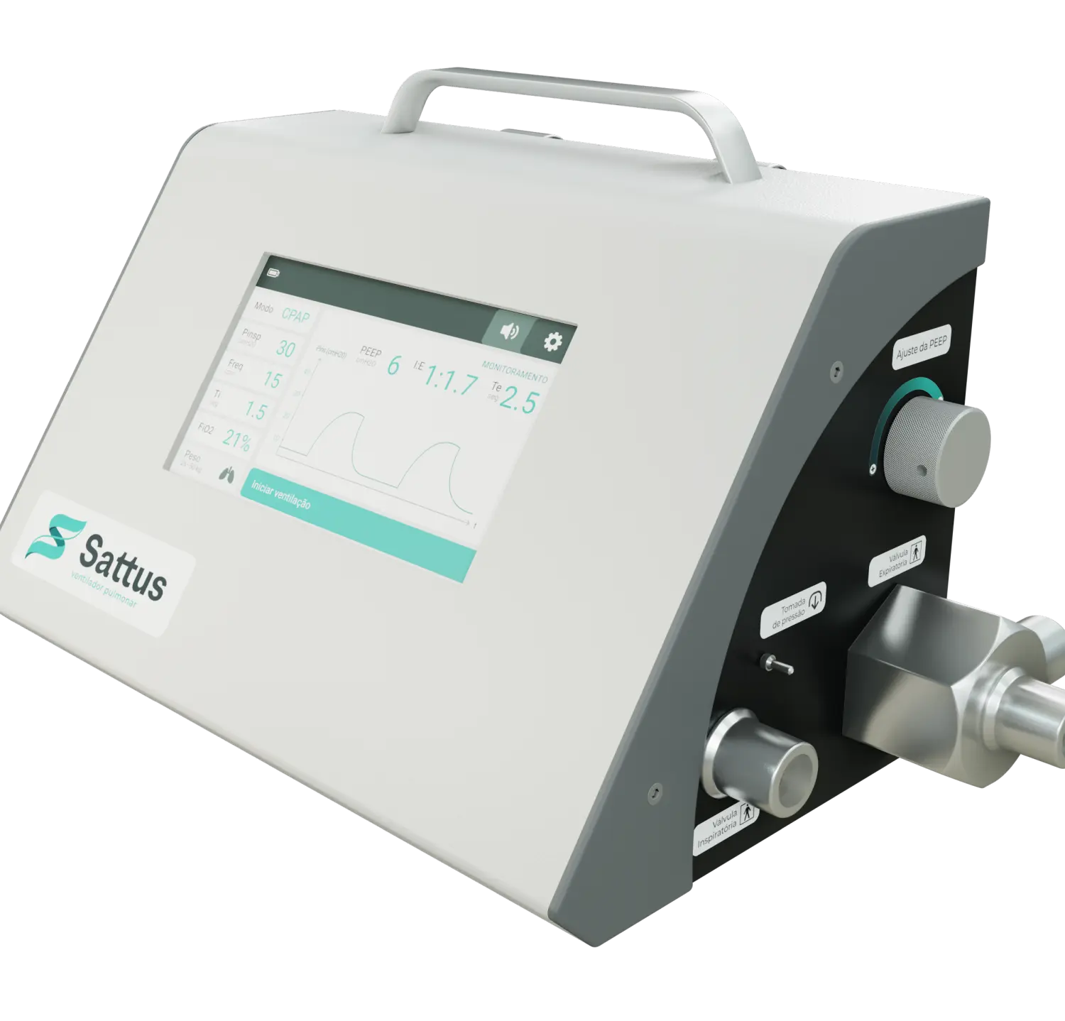 Front view of the respiratory monitoring system